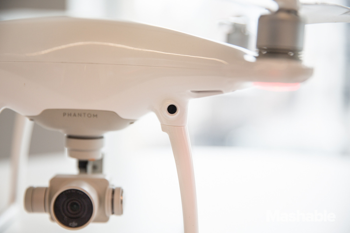 One of the Dji Phantom 4's new object-detecting cameras
